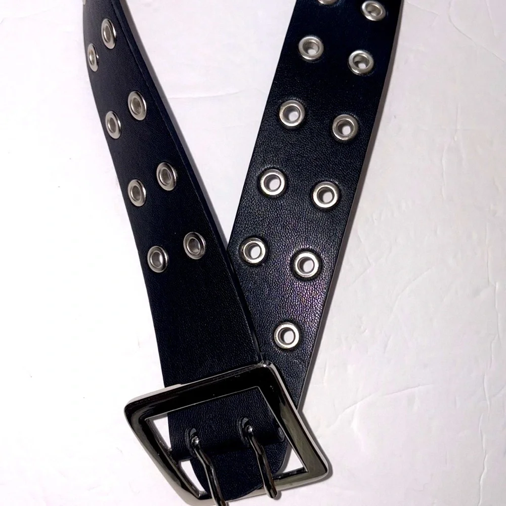 Vegan leather belt with grommet design